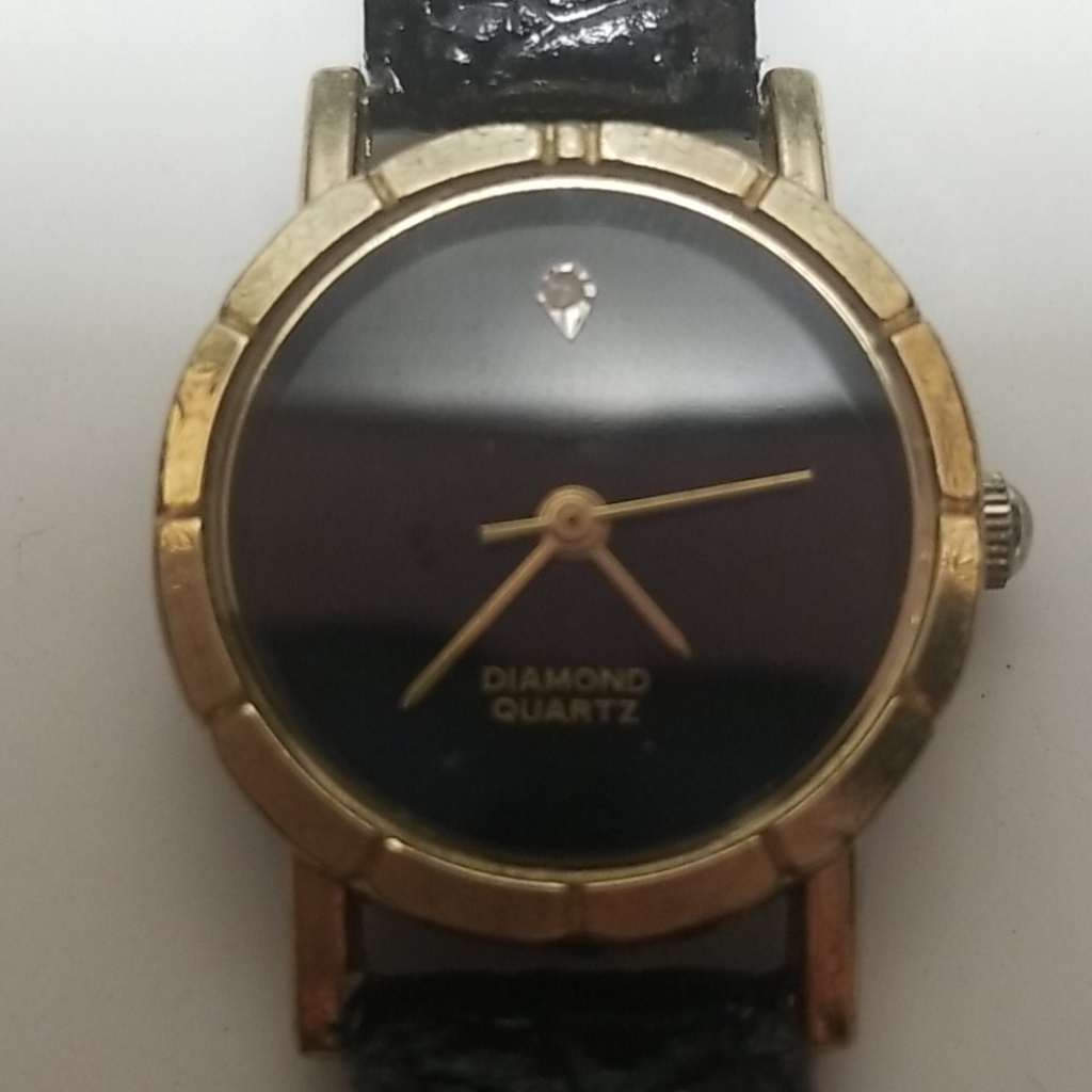 Diamond Quartz Leather Watch